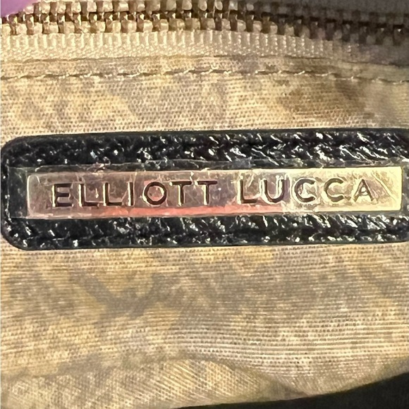 ELLIOTT LUCCA BLACK CRINKLE LEATHER CROSSBODY BAG WOVEN FRONT - Picture 12 of 14